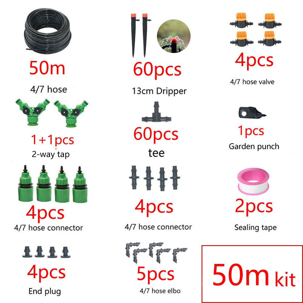 1/4" Hose Drip Irrigation System 360 Degree Adjustable 8 Hole Sprinkler Kit Garden Watering Inserting Ground Micro Flow Dripper