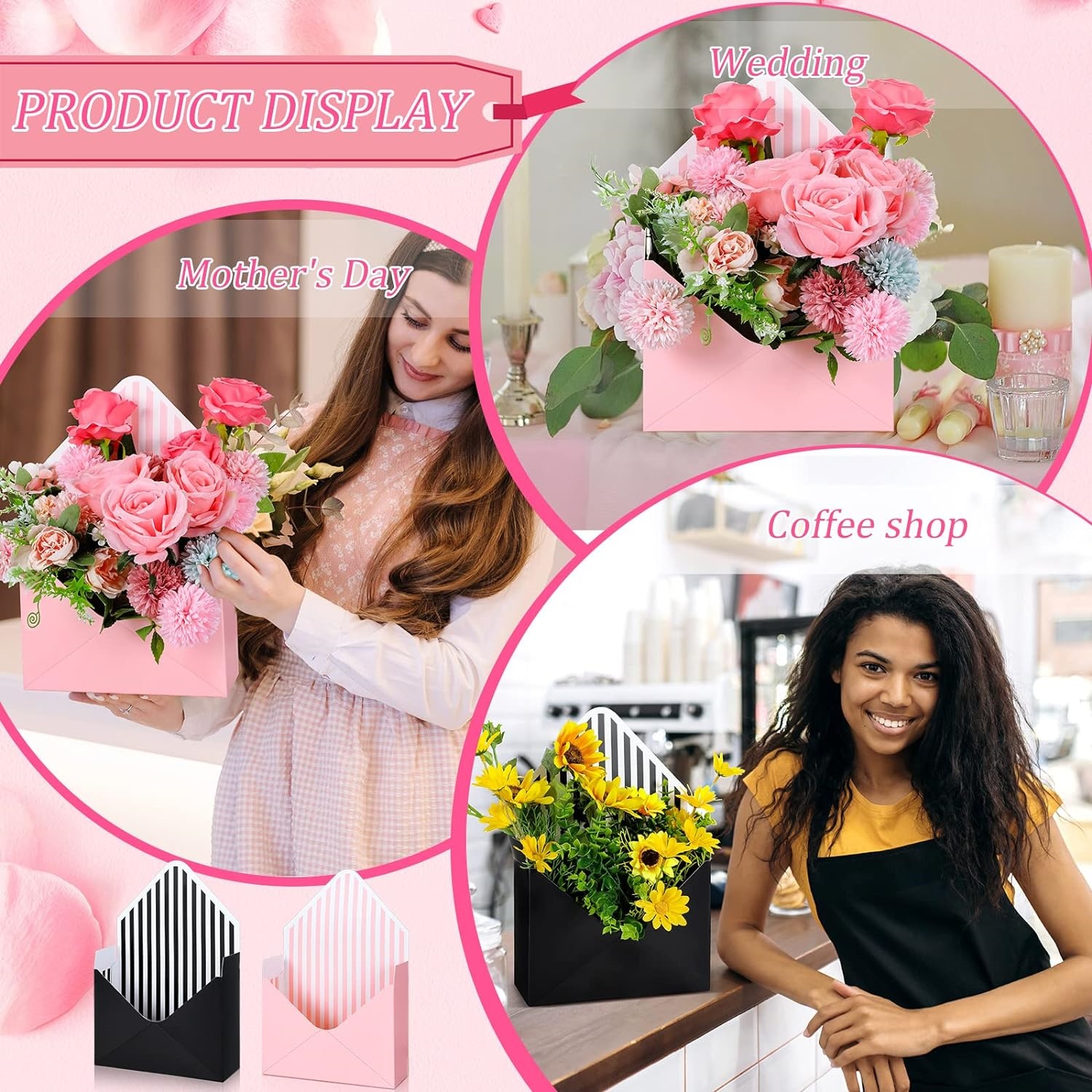 2/4 pièces enveloppe fleur emballage boîte fleuriste arrangement floral décoration de la maison fête des mères boîte anniversaire mariage Gradatio