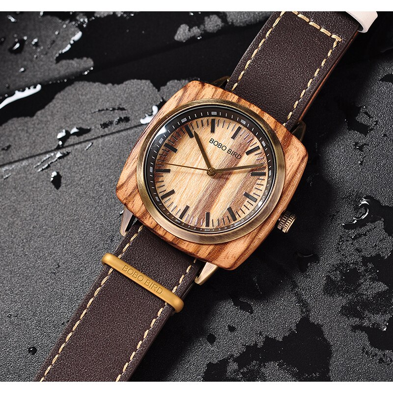 Bobo Vogel Часы Женские Waterdichte Quartz Dames Horloge Lederen Band Klassieke Vierkante Dial Vrouwen Horloges Custom Voor Haar