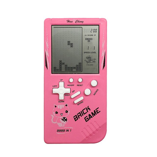 1 pc retro game console portable handheld game console lcd screen electronic game educational toy children's new year: Pink