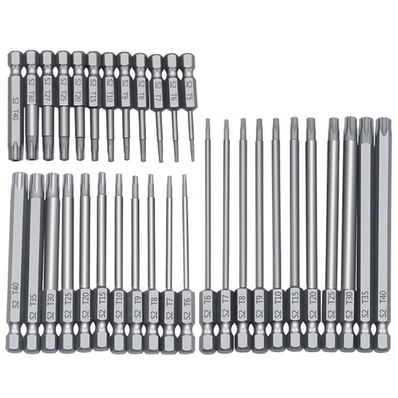 11/12pcs Tamper Proof Security Drill Bit Set Torx Screwdriver Flat Head 1/4" Hex Bits Driver