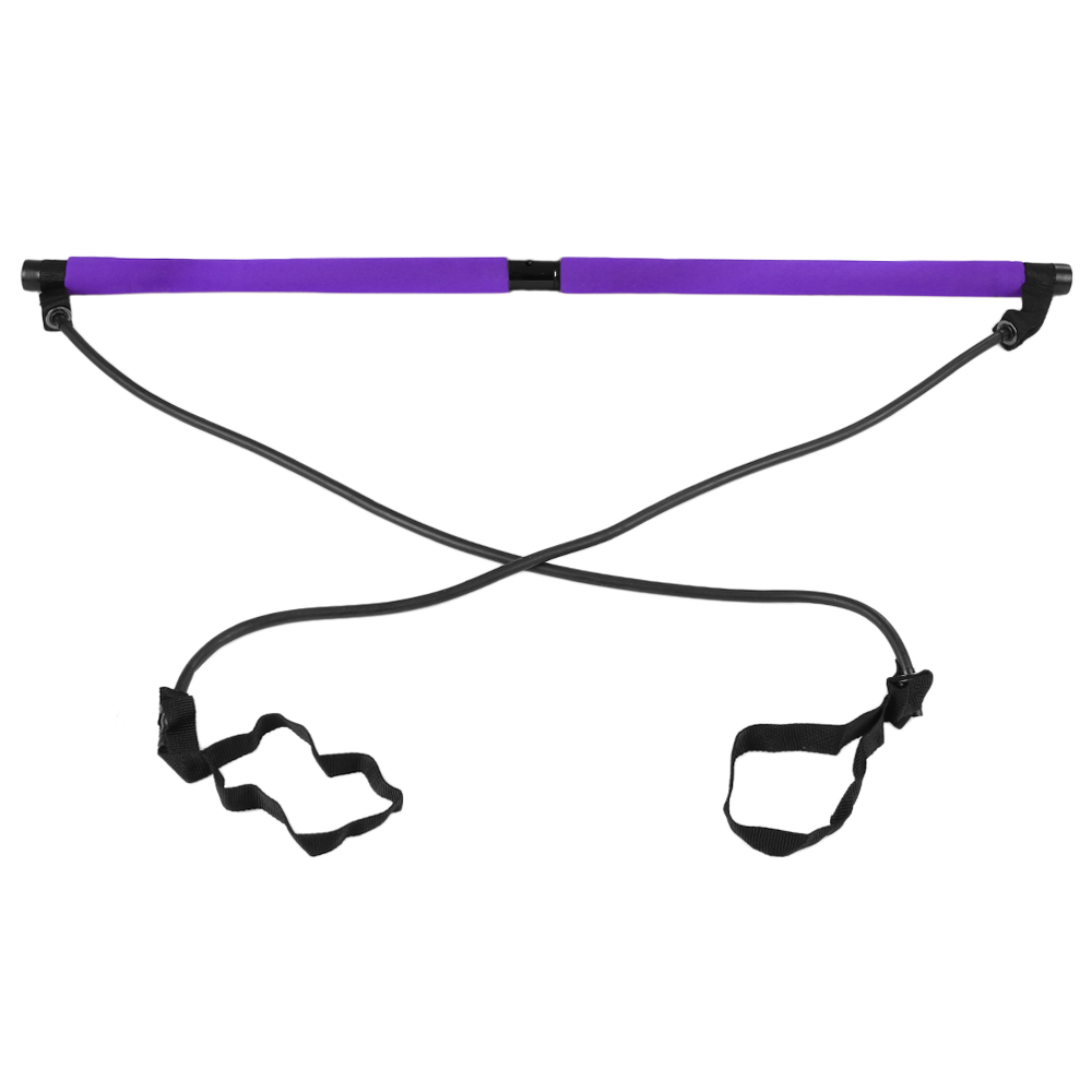 Portable Bar Kit Resistance Band Muscle Toning Bar Home Gym Body Workout: Purple
