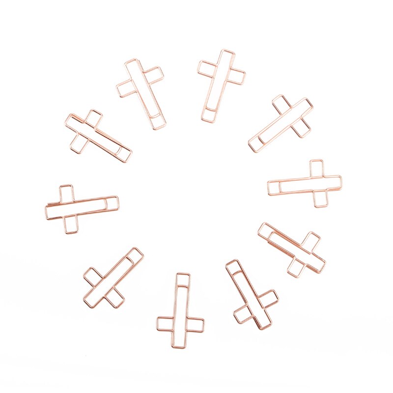 Cross Rose Gold Paper clips Shaping paperclip cute Stationery Clips Office Clips Kawaii Stationery Office Rose Gold Stationery