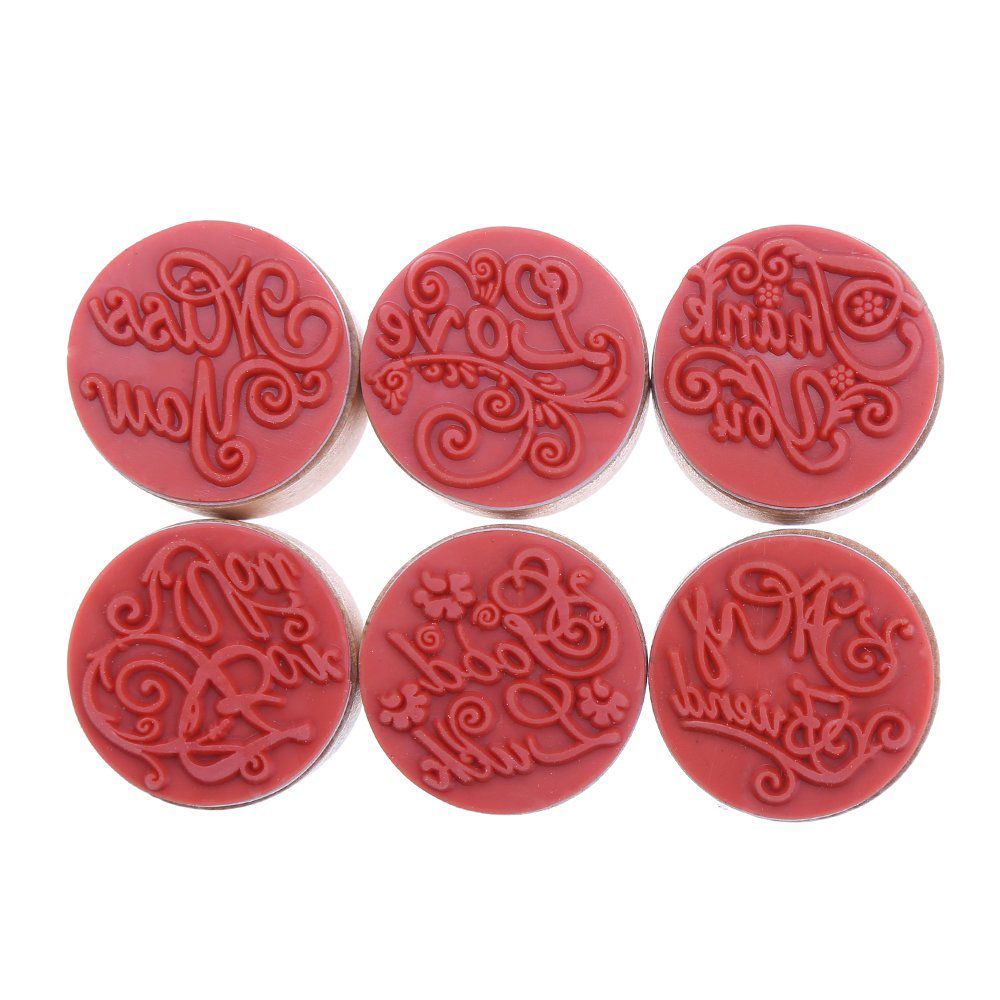 Vintage rond bois timbre manuscrit souhaits Sentiment caoutchouc rond joint timbre motif de mot Floral pour Scrapbooking mariage