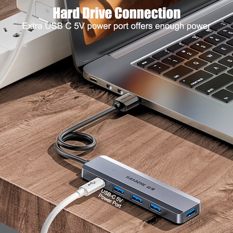 SAMZHE Ultra-thin 5-port USB 3.0 HUB High Speed USB Hub For Multi-device Computer Laptop Desktop PC Adapter