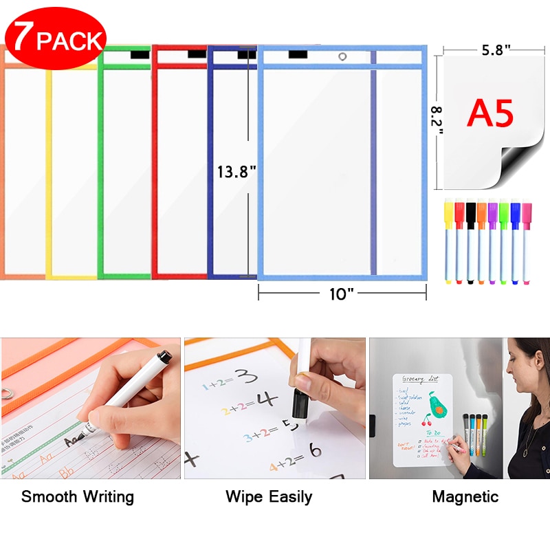 Blød magnetisk whiteboard gennemsigtig tør viske lommer besked skrift tegning dør whiteboard brugt til undervisning forsyninger markør