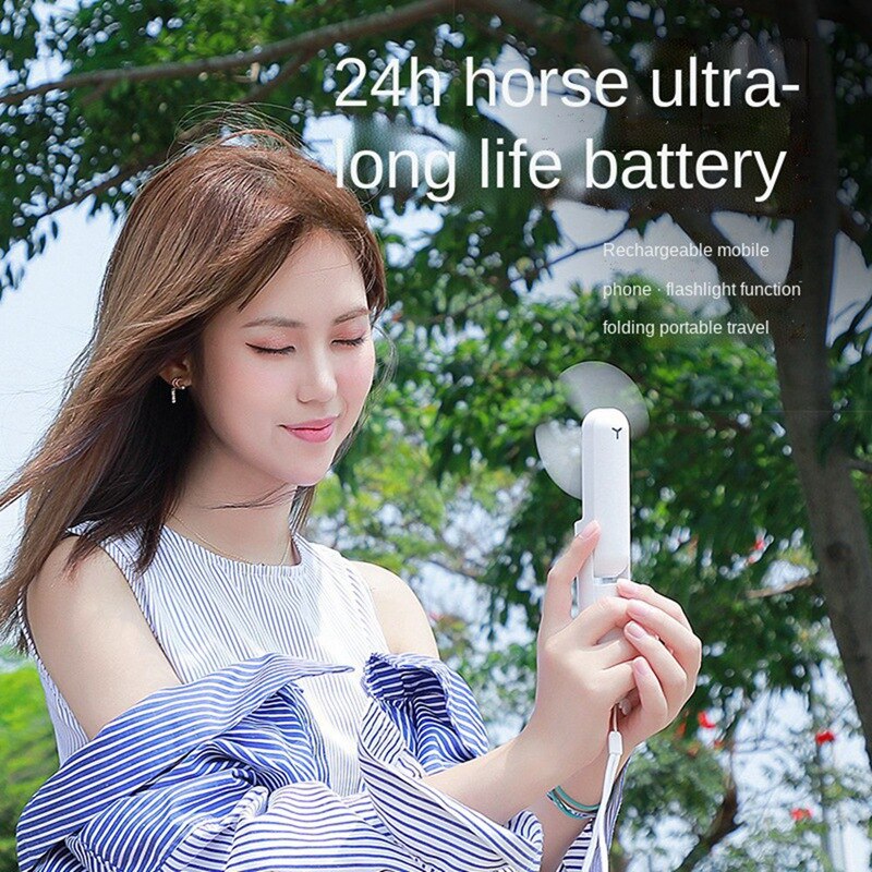 Mini Fan 3 in 1 Handheld Fan Portable USB Rechargeable Fan with Power Bank Torch Function for Travel Outdoor