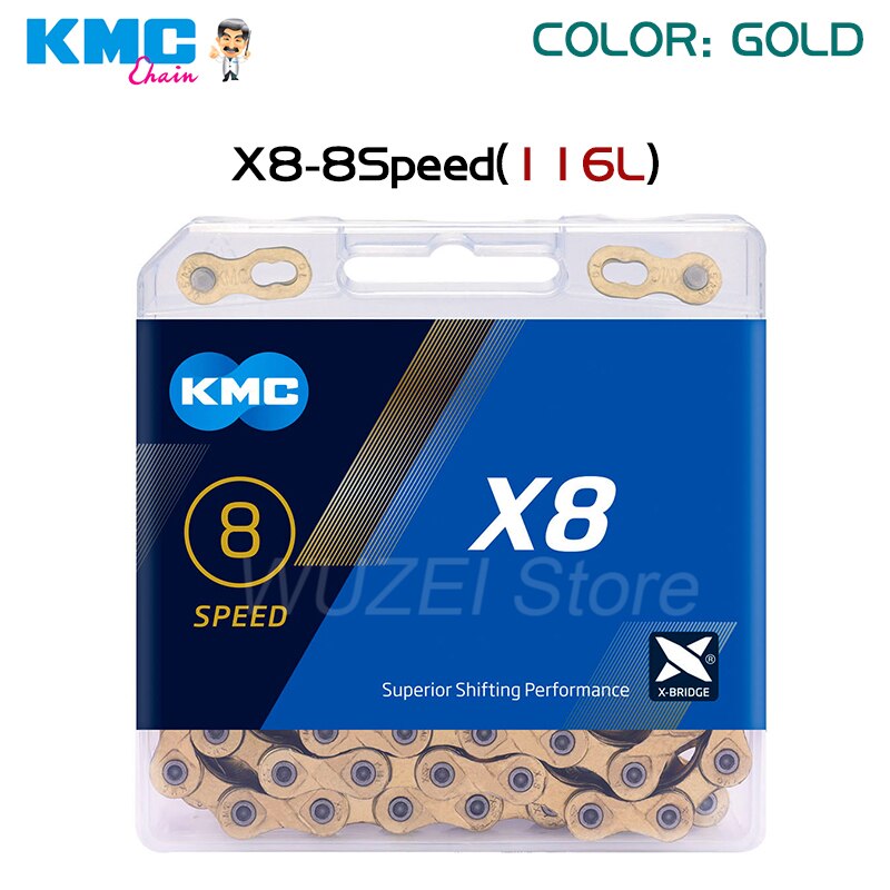 Original Boxed KMC Kette 8/9/10/11/12 Geschwindigkeit Kette X8 X9 X10 X11 X12 Z 8,3 X9L X11EL X11SL Gold/Silber MTB Rennrad Kette