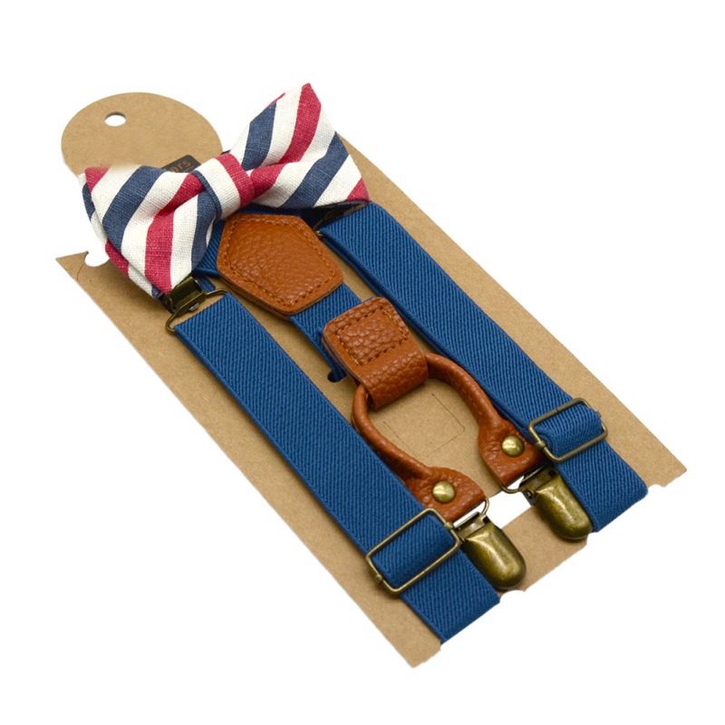 thumbnail image 2 of Baby Boy Navy Blue Cotton Bow Tie With Braces (Suspenders) – 1-8 Years – Made In Australia 2 of 4