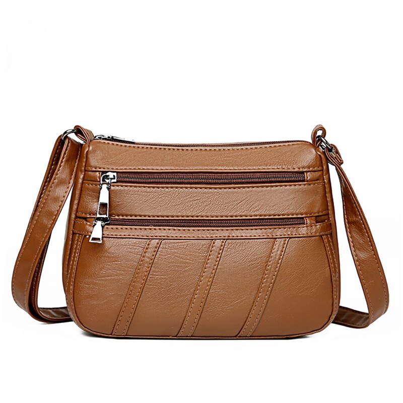 Women Messenger Bag Lady Shoulder Crossbody Bag Small Female pu Leather Handbag Black Flap Purse Bolsa: Style3-Brown