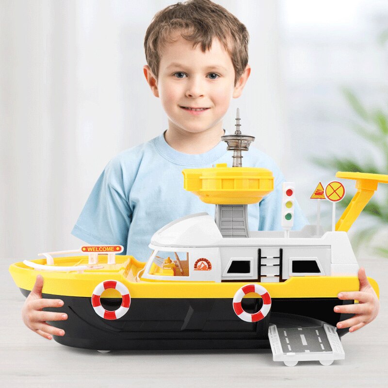 Marine Rescue Fire Boat Kids Toys Simulation Track Inertia Boat Music Track Crash Toy Boat Ship Model Non-Remote Toy