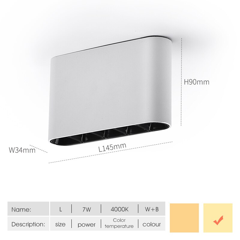 Ceiling lamp Surface Mounted Led Spotlight Free Opening Aisle Corridor Light Living Room Bedroom Background Wall Ceiling Light: White Black