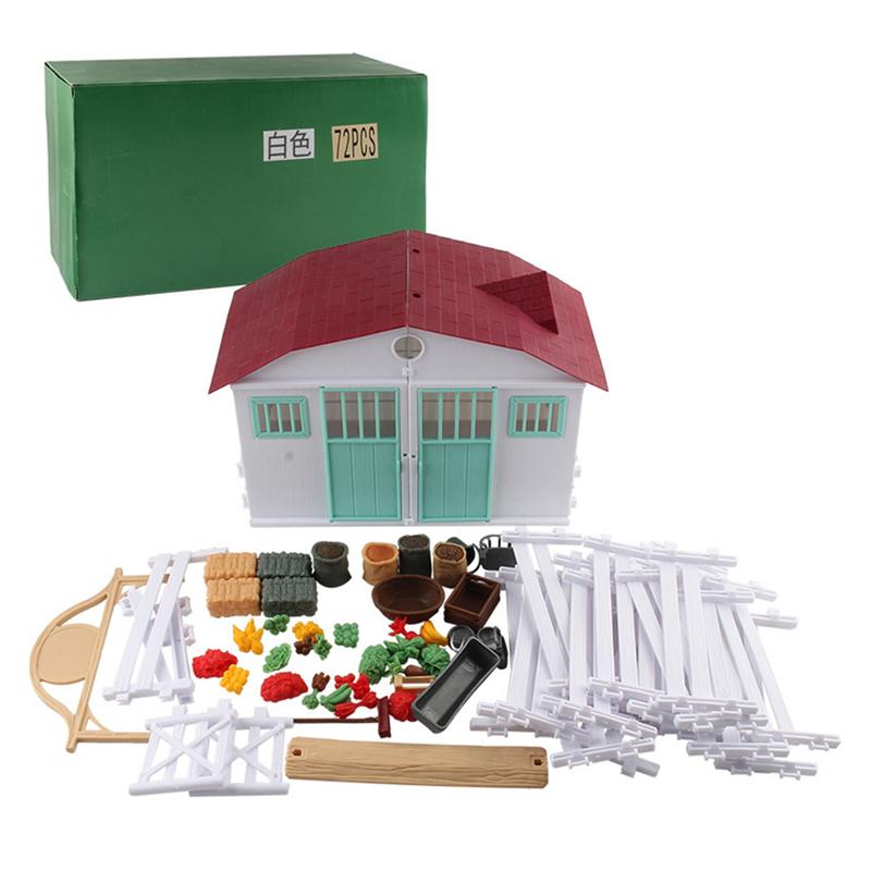 1 Set Farm Scene Model Toy Simulation House Model DIY Adornment Model Kids Toy Farm Scene Model: White