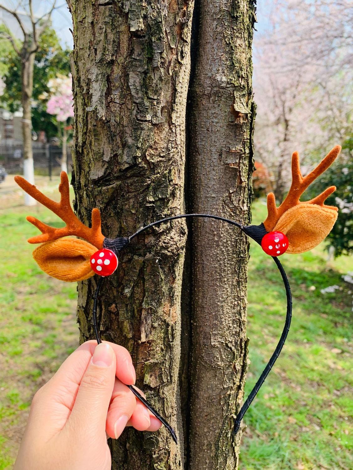 Diadema con cuernos de alce para niña y mujer, adornos navideños para el hogar, horquillas de de año , accesorios para el cabello