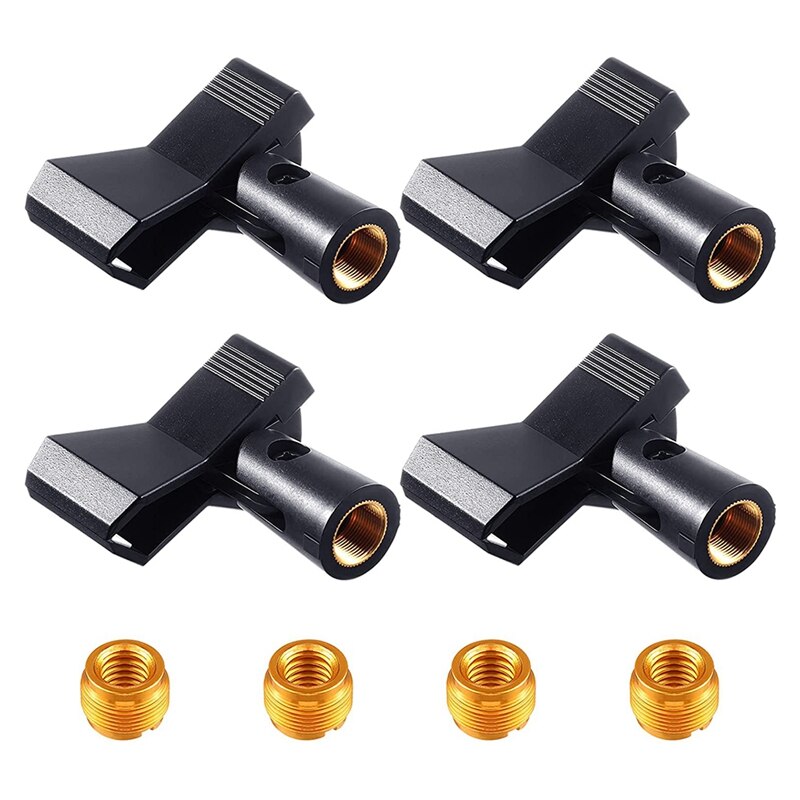 4Pieces Microphone Clip Holder with 4 Adapters,Adjustable Mic Holder Clamp with 5/8 Inch Male to 3/8 Inch Female Adapter: Default Title