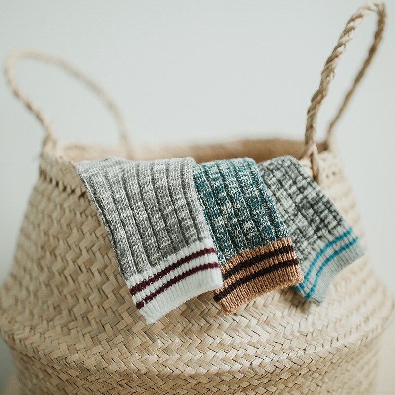 Baby Lotus Winter Sokken Meisjes Kids Grappige Sokken Warme Wollen Gestreepte Zachte Jongens Mode Korte Sokken