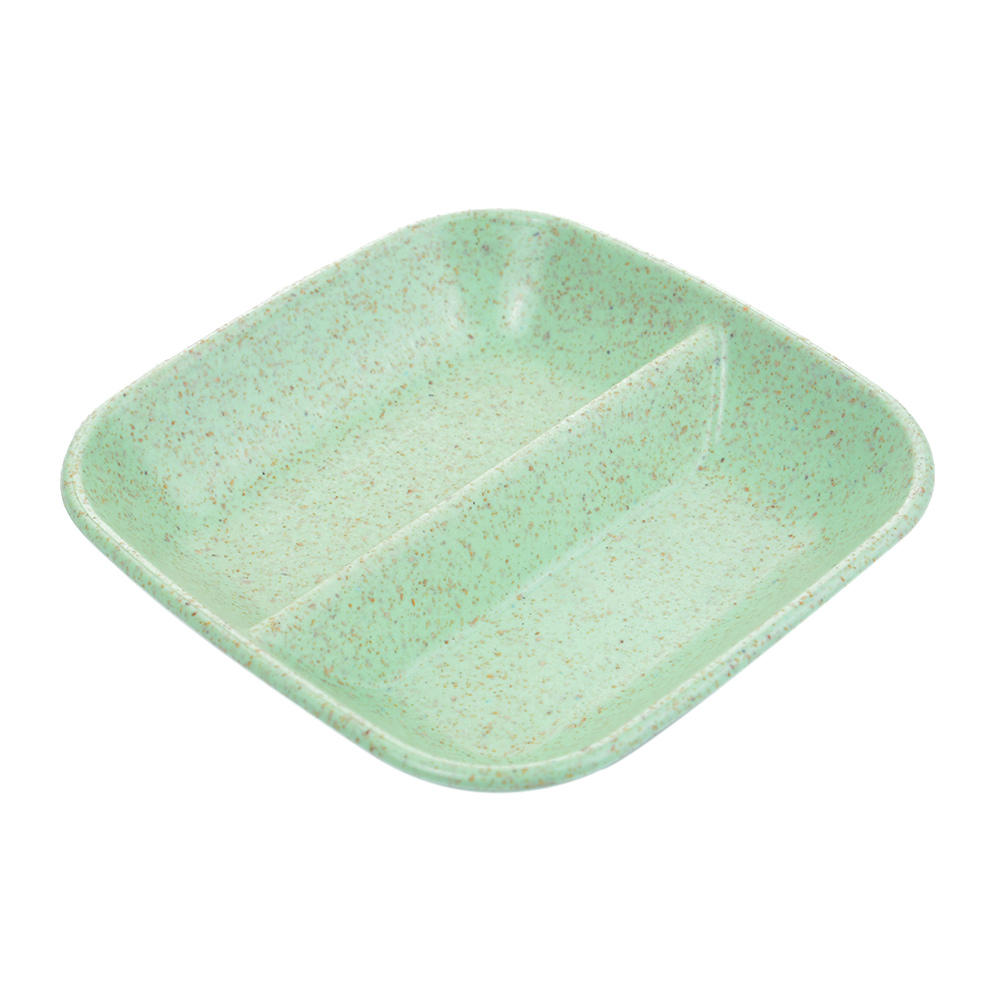 Wheat Straw Seasoning Sauce Dish Small Dip Bowl Butter Sushi Plate Vinegar Soy Saucer For Kitchen Supplies Tableware For Serving: Green-9x9 cm