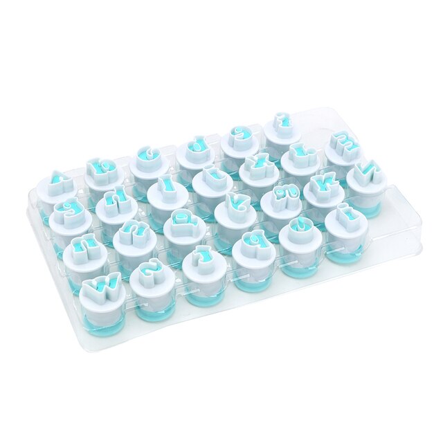 26/10 Pcs/Set Plastic Zuiger Cookie Chocolade Cutter Bakvorm Nummers Bovenste &amp; Kleine Letters Alfabet Fondant Cake Decoratie: Lower case letters