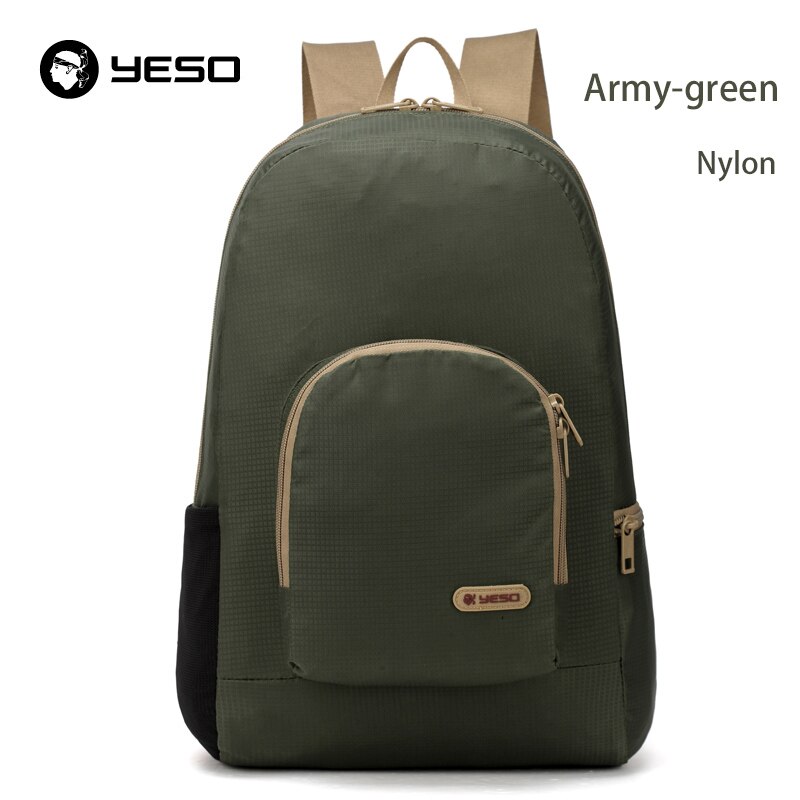 YESO Neue Männer Faltbare Rucksack Für Teenager Lässig Reise Rucksack Wasserdichte Tragbare Klapp Rucksack Frauen Nylon Taschen: army green