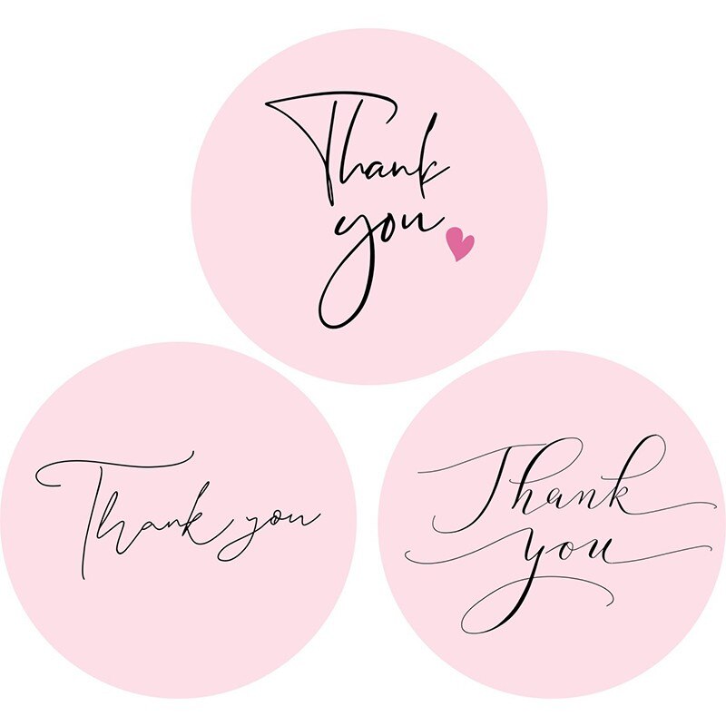 120pcs Pink label paper Thank You Sticker Seal Labels Christmas Decoration Sticker for Package Stationery Sticker
