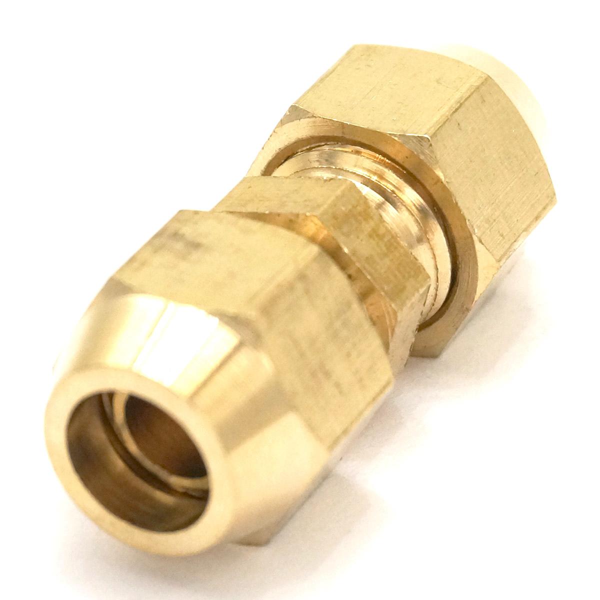 Flare Tube OD 8mm x Flare Tube OD 8mm Brass Flare Male Connector Tube Pneumatic Fitting with Short Flare Nut