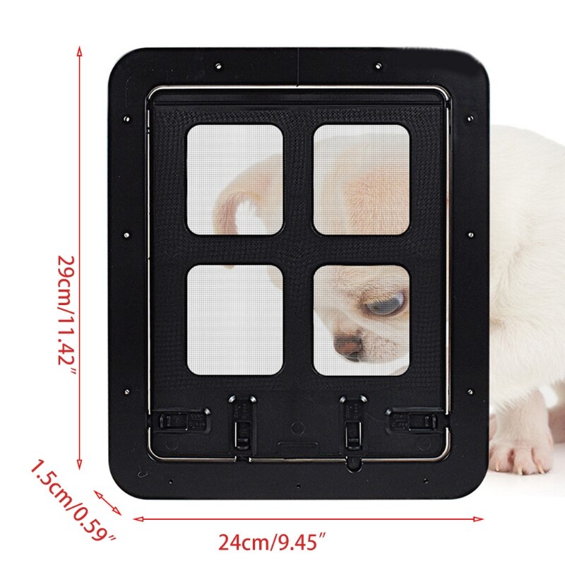 Écran carré Pet Fenêtre Porte Accès Contrôlable Chatière Porte Moustiquaire 4 Voies Verrouillage Écran Porte pour Chats
