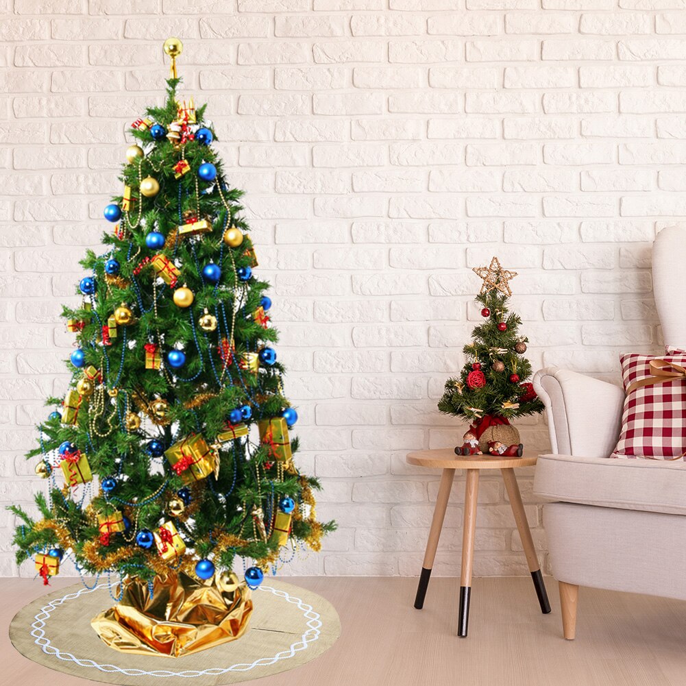 122cm runde høje juletræsnederdel linned non-woven juletræsforklæde rundt tæppe dørmåtte gulvmåtte år dekorationer