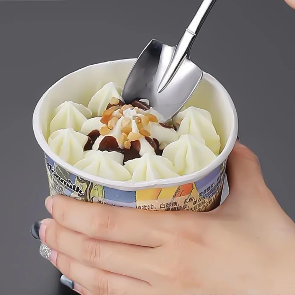 6/1x sett rustfritt stål spade spiss skjeer te kaffe skje iskrem dessert spiss skjeer bestikk servise sett kjøkkenredskaper