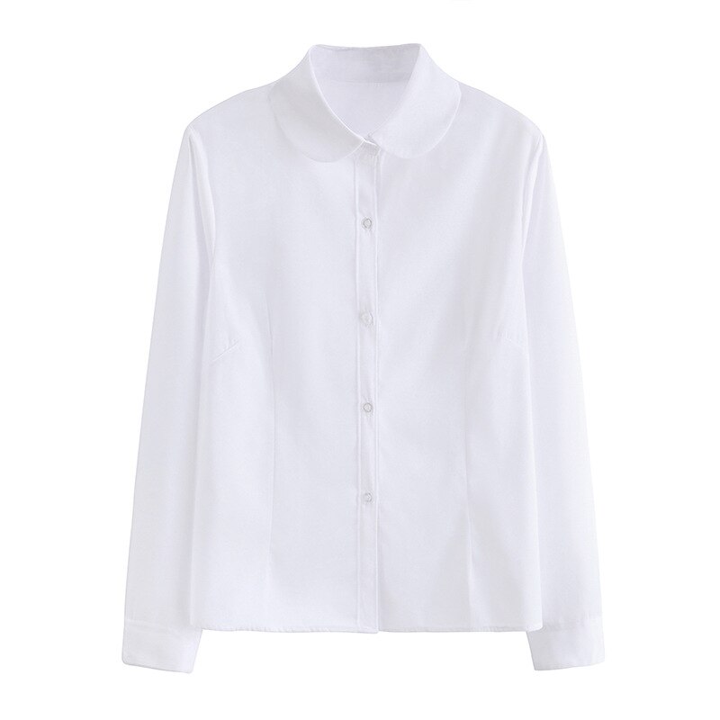 Chemise d'uniforme JK de Style collégien japonais, chemise à col rond pour femme, chemise à manches longues, col de pilule de travail, uniforme scolaire, chemise de classe: XS