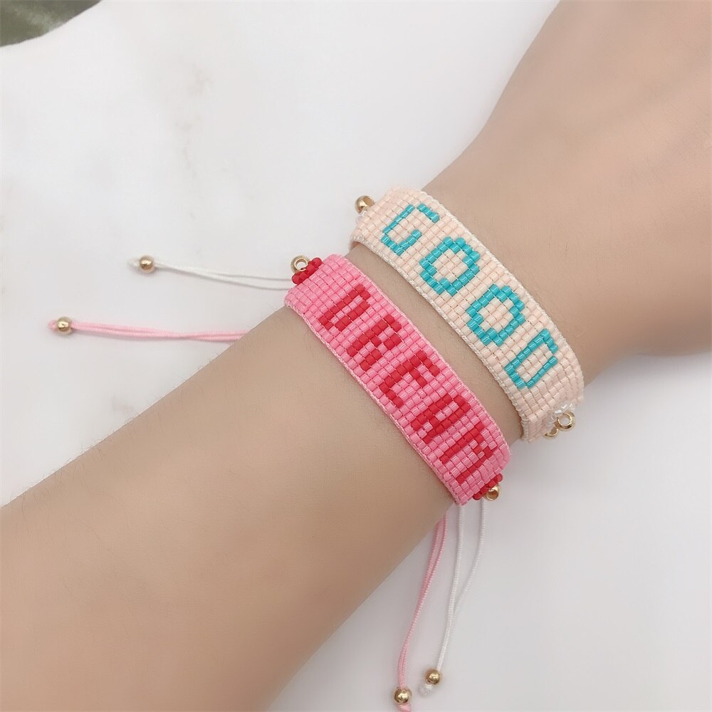Zhongvi Miyuki Armbanden Voor Vrouwen Bohemen Multicolor Brief Armband Lucky Sieraden Handgemaakte Pulseras