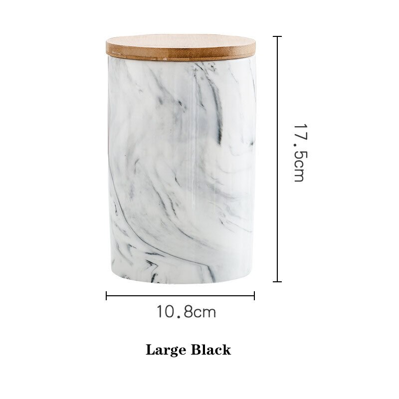 Ceramic Fresh-keeping Sealed Jar Bean Sugar Tea Coffee Storage Container Household Food Storage Box Kitchen Organization Tools: 10.8 x 17.5cm Black