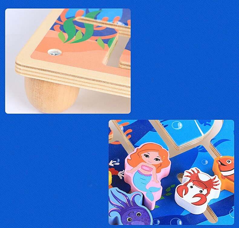 3D Puzzle Ocean Animal Maze Child Wooden Toys Educational Toys Maze Game Toys for Children