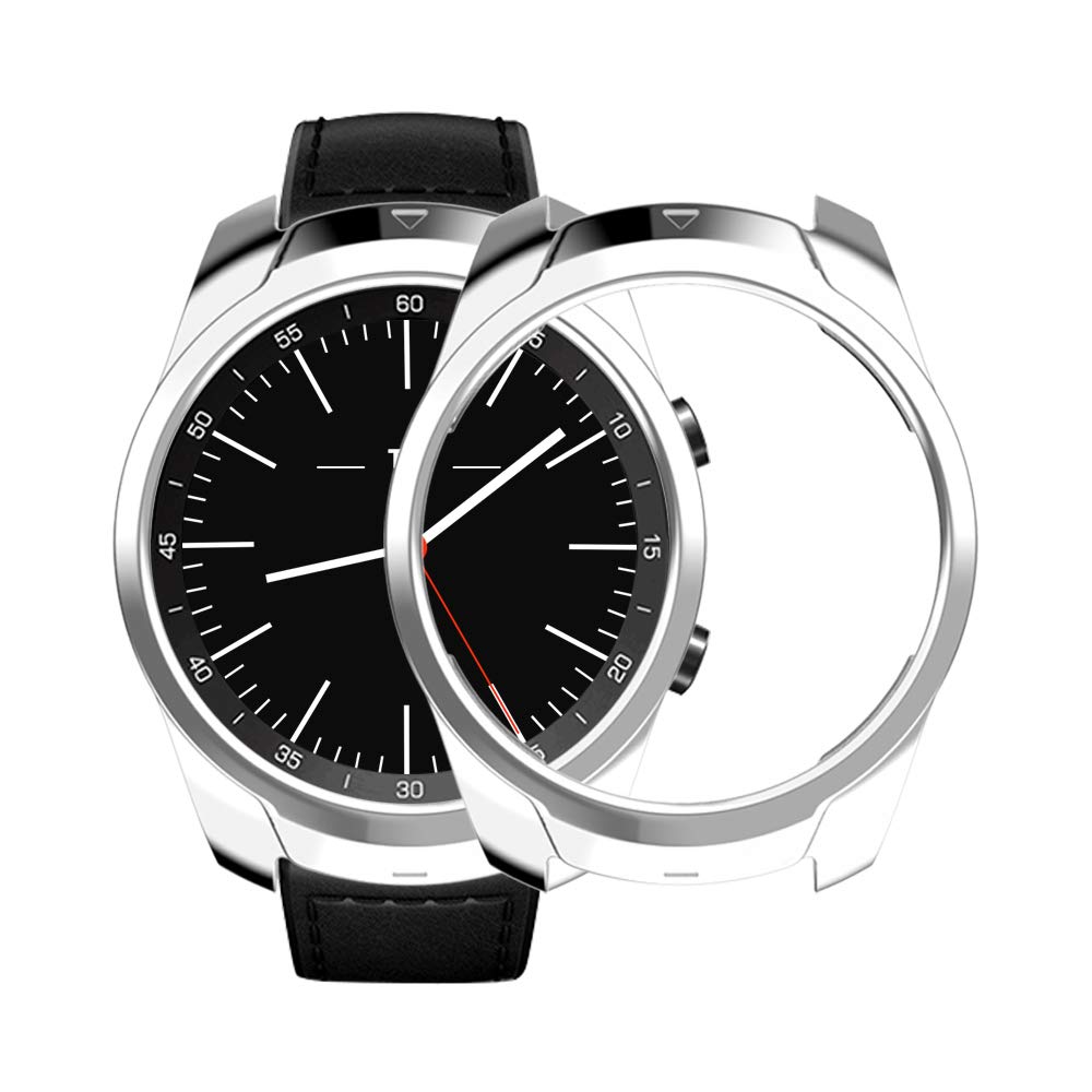 Blødt silikone etui til ticwatch pro smart watch beskyttelses etuier kofanger til tic watch pro watch cover slim plating tpu shell: Sølv