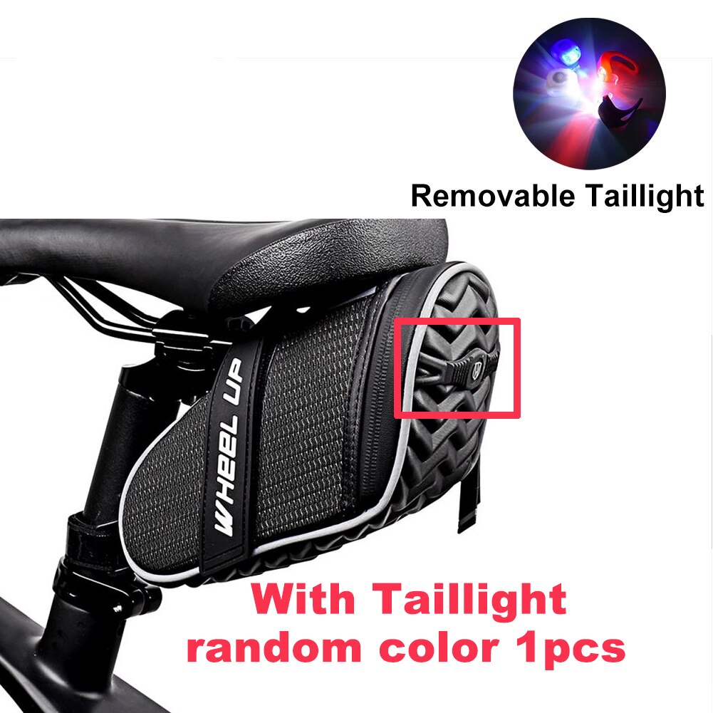 Hnqh Voor Fiets Zadeltas Waterdichte Fietsen Gereedschap Reflecterende Rear Zadelpen Fietsen Zak Voor Frame Mtb Racefiets Accessoires: Black With Taillight