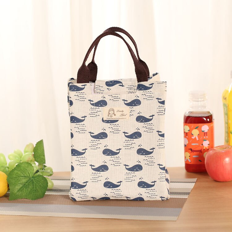 Comedor térmico de la caja de almuerzo portátil PAQUETE DE AISLAMIENTO impermeable almuerzo de paño Oxford bolso para las mujeres de los hombres, bolso bolsas bolsa: whale