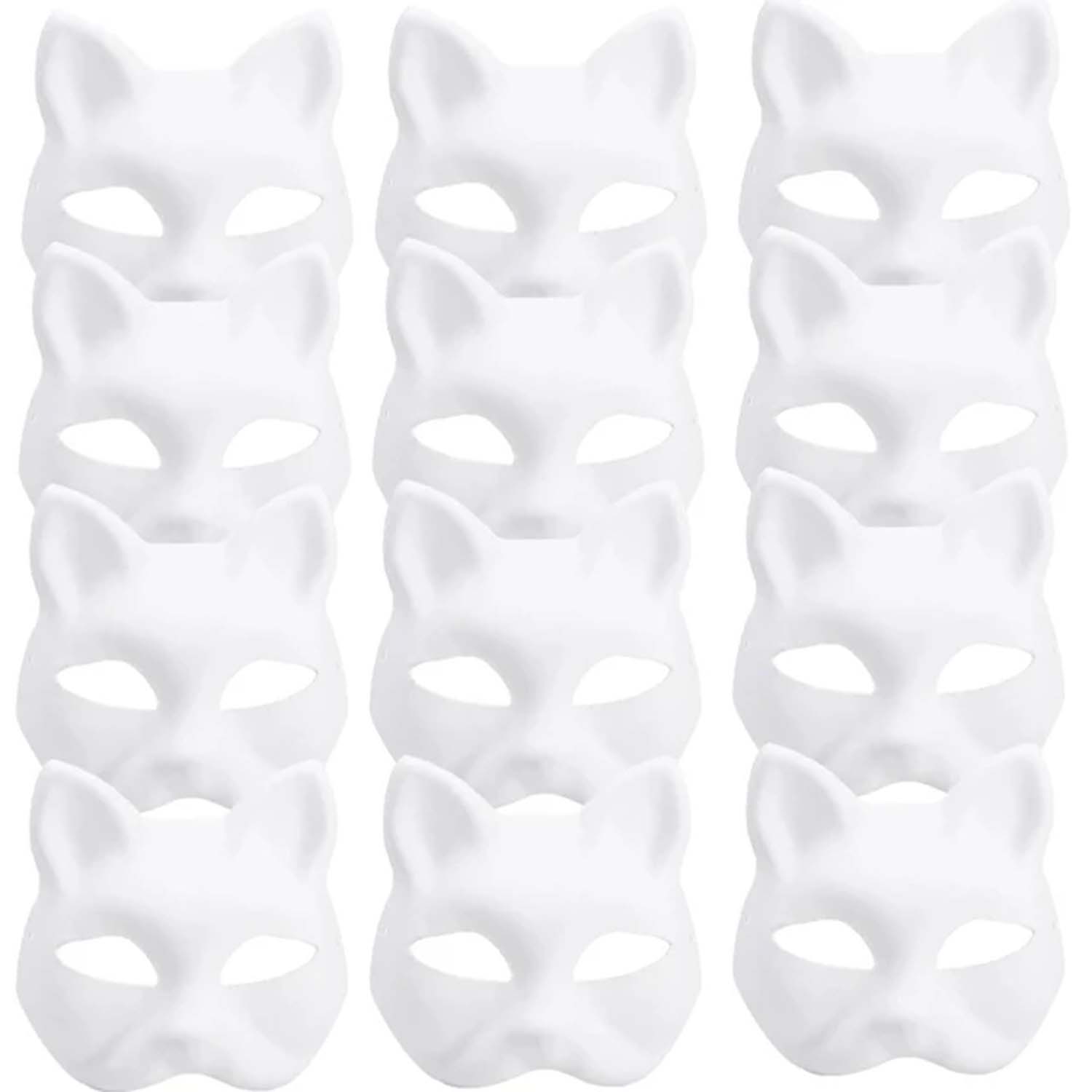 5 STKS Therian Maskers Witte Kat Maskers Leeg DIY Halloween Masker Dier Half Gezichtsmaskers Maskerade Cosplay Party: Blauw