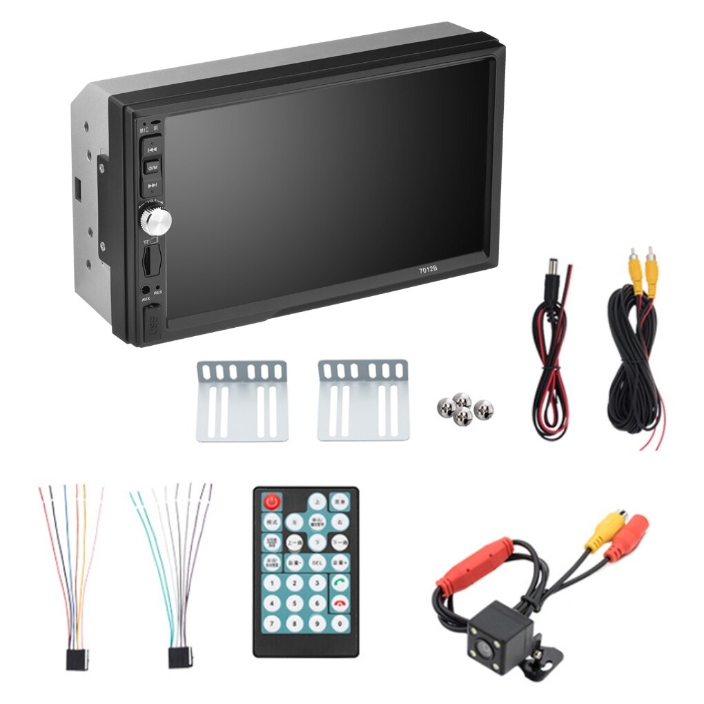 7-Inch Bluetooth Dash Touchscreen Double-DIN Car Stereo Receiver Rear View Camera Vehicle Player