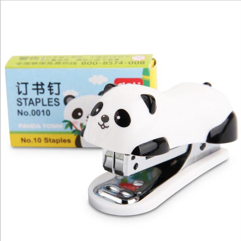 Juego de Mini grapadora Panda, herramientas de encuadernación de papel, papelería, oficina, escuela, G143, 1000 unidades, #10, 12 unids/lote