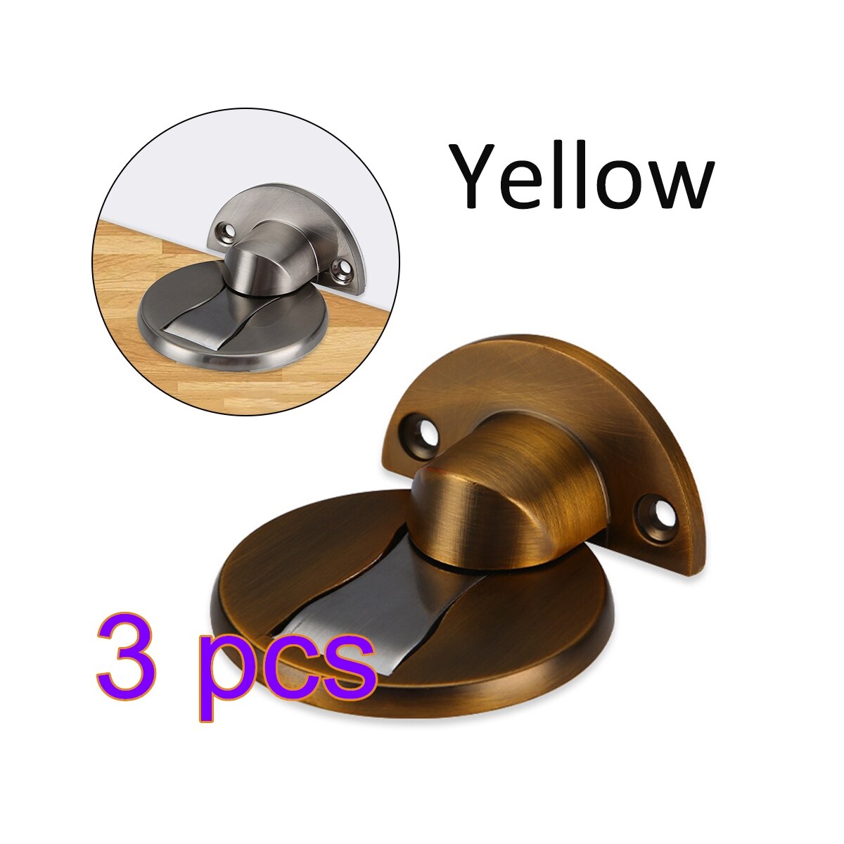 Porta magnética moderna rolha de aço inoxidável ímã escondido porta pára suportes pegar móveis ferragem piso sem prego doorstop: Yellow-3pc