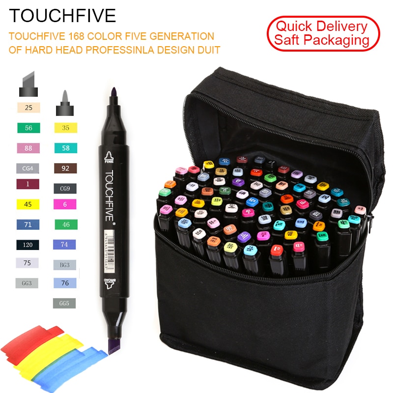 Touchfive Marker 30/40/60/80 Farben Kunst Marker Set Fettige Alkohol Basierend Skizze Marker Stift für künstler Zeichnung Manga Animation