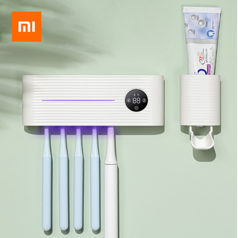 Xiaomi-soporte de esterilización ultravioleta UVC para cepillo de dientes, dispensador de pasta de dientes, estante montado en la pared, accesorios de baño