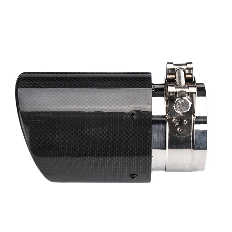 Universal 80Mm-In 101Mm-Out Glossy Black Car Carbon Fiber Exhaust Tail Rear Tip Pipe Muffler