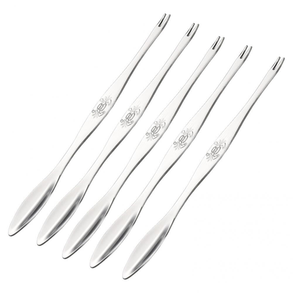 Anti-rust 5Pcs/Set Portable Durable Crab Seafood Tool Fork Safe Seafood Meat Pick Mirror Polishing for Families