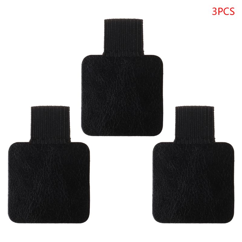 3pcs Square Self-adhesive Leather Pen Clip Pencil Elastic Loop For Notebooks Journals Clipboards Pens Holder: black