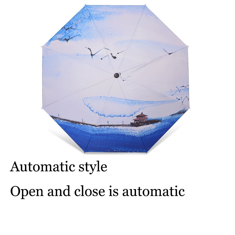 Paraguas pintura al óleo para mujer, sombrilla plegable automática para mujer, Parapluie para exteriores, estudiantes, guarda-chuva: Not Automatic B
