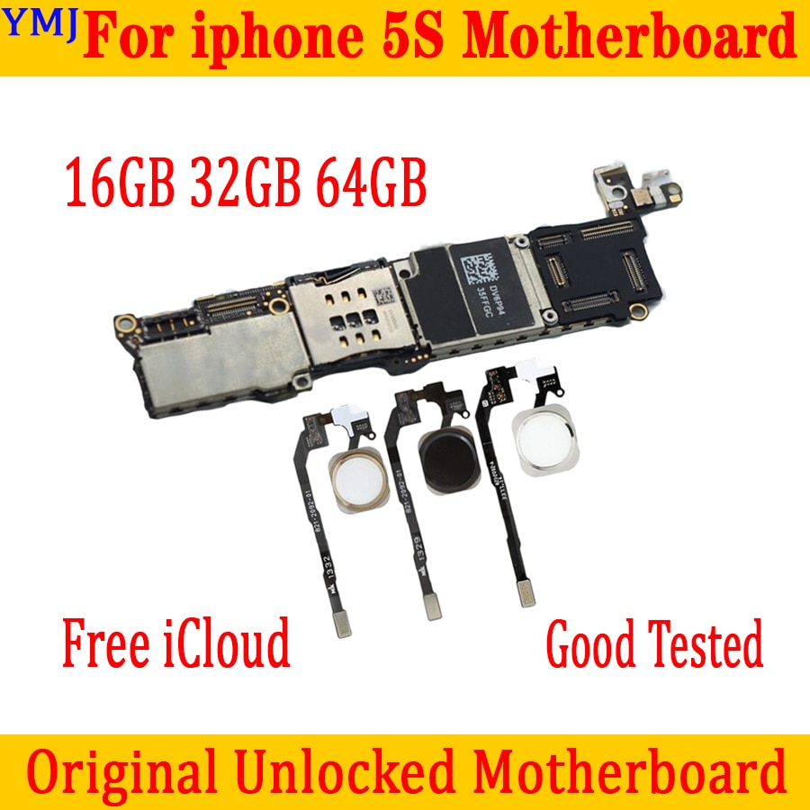 For iphone 5s motherboard 16gb/32gb/64gb with/without Touch ID,100% original unlocked for iphone 5s Logic rboard with Chips by