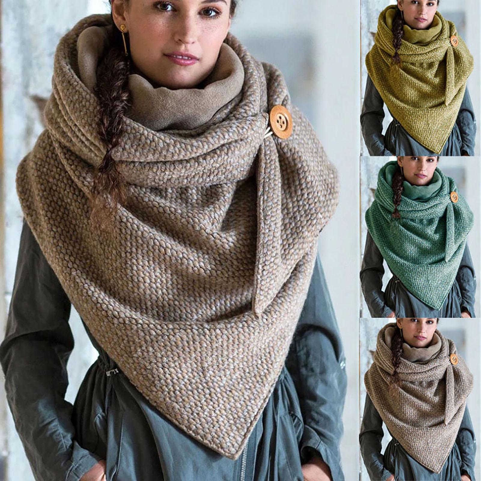Scarf Women Women Accessories Unisex Winter Solid Color Button Soft Neck Wrap Thick Warm Scarf Shawl