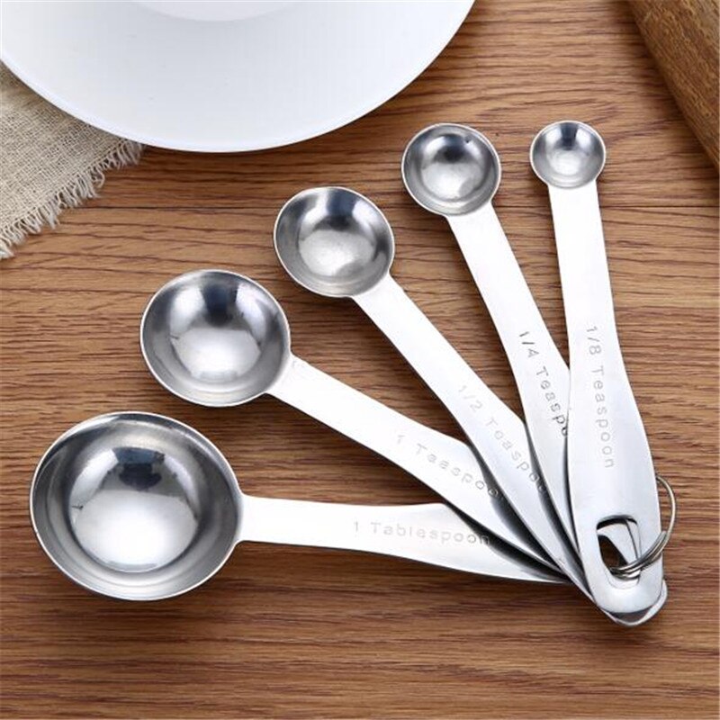 Cuillère à mesurer en acier inoxydable, 5 pièces, cuillère à mesurer pour l'assaisonnement du café, cuillère à mesurer pour la cuisson