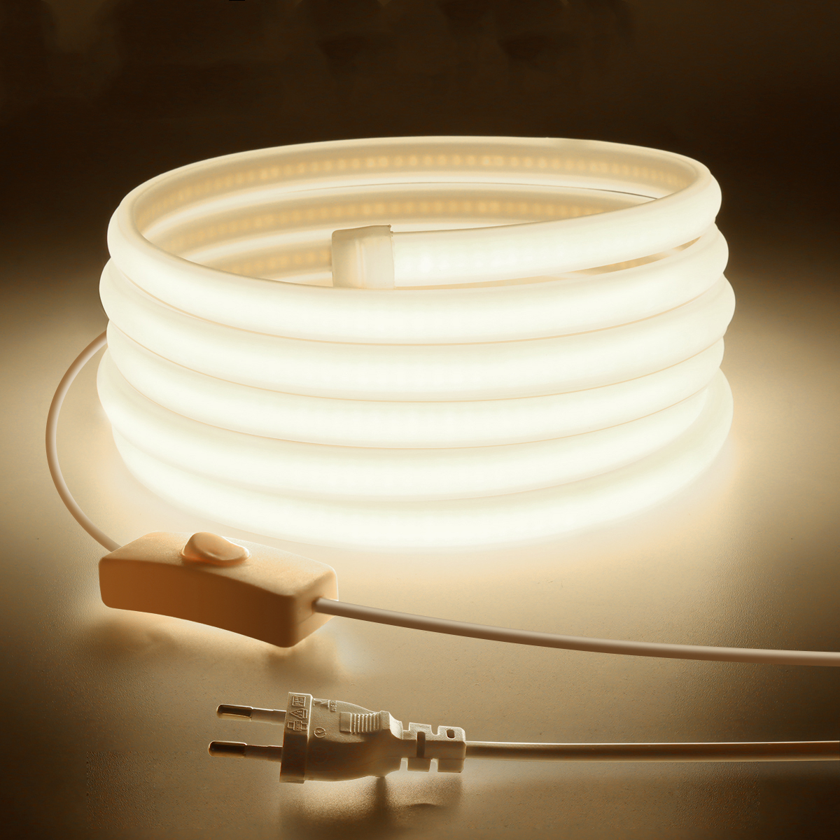 1-20m 110V 220V COB LED Strip Lights 288LEDs/m Flexible Outdoor Garden Lamp CRI RA90 Waterproof LED Tape Kitchen Cabinet Decor: WHITE / Emitting Color8 / 10m