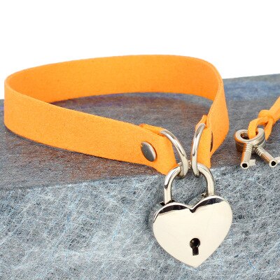 Cool Punk Goth heart love lock collar necklace Necklace Metal Love clavicle necklace Adjustable Jewelry for Women: Orange